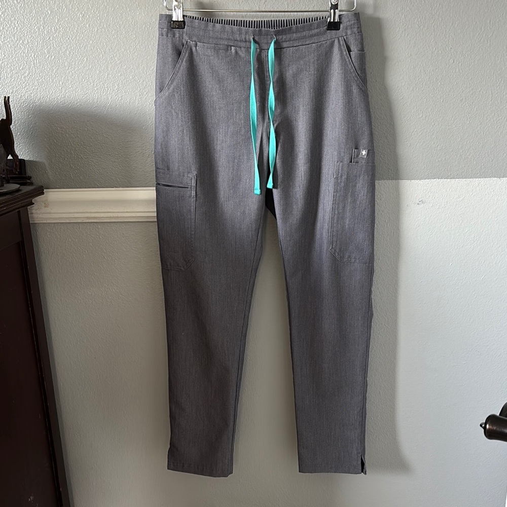 High Waisted Yola Skinny Scrub Pants Graphite #521
